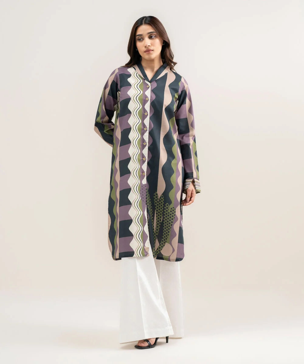 Printed Lawn Suit | Abstract Wave