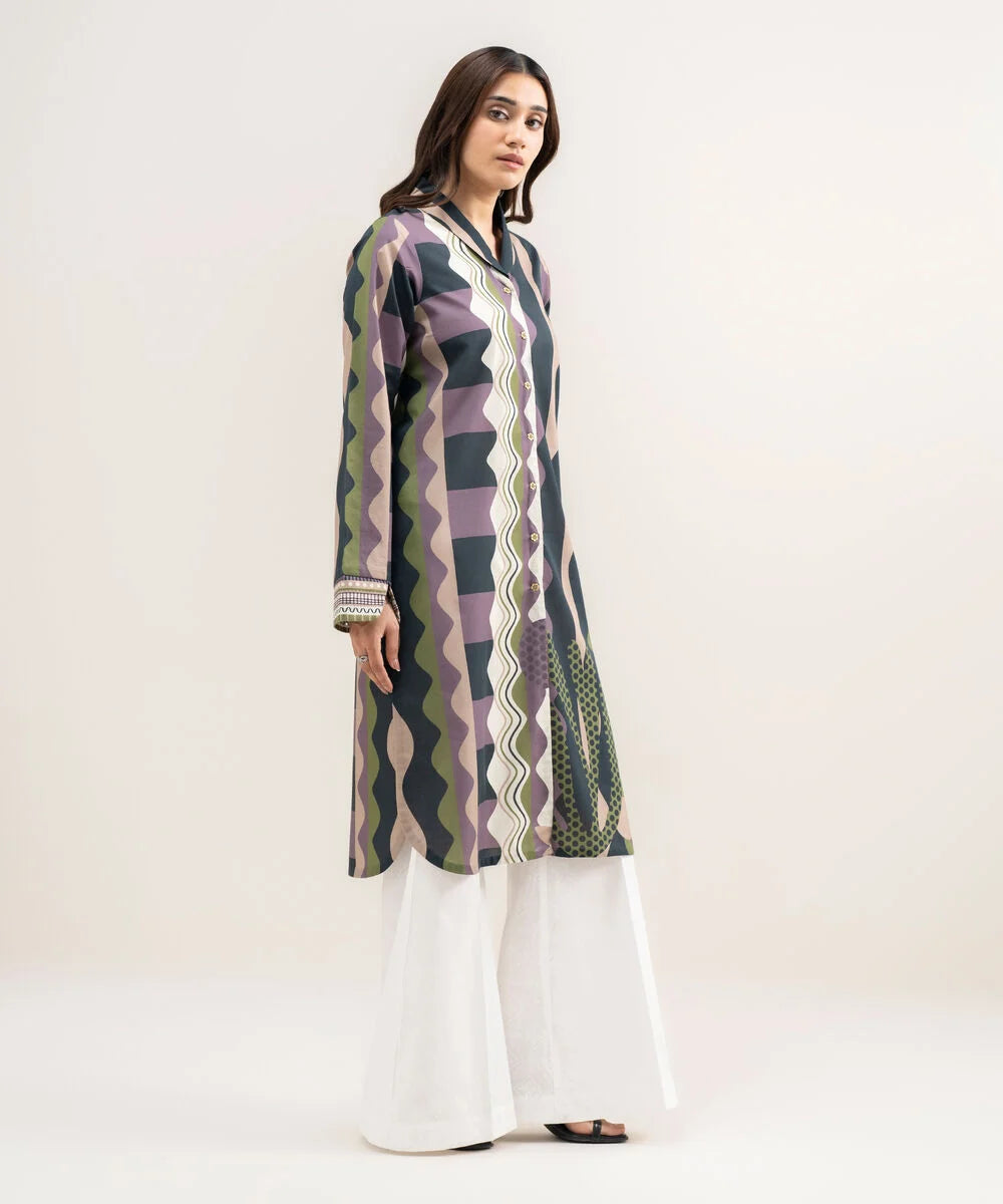 Printed Lawn Suit | Abstract Wave