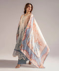 3 Piece - Embroidered Jacquard Suit | Powder Blue Elegance