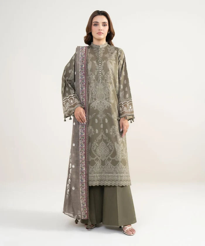 3 Piece - Printed Lawn Suit | Olive Elegance